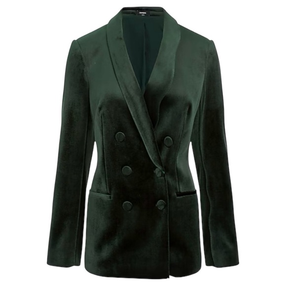 Express Velvet Double Breasted Shawl Collar Blazer Size XS Emerald Green. - Picture 2 of 10